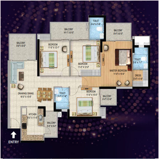 4 BHK Floor Plan Layout